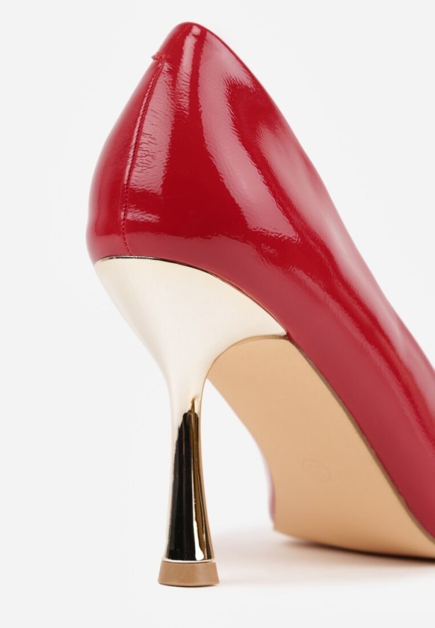 Czerwone Szpilki Vices Lakierowane z Wkładką ze Skóry Naturalnej Olorissa