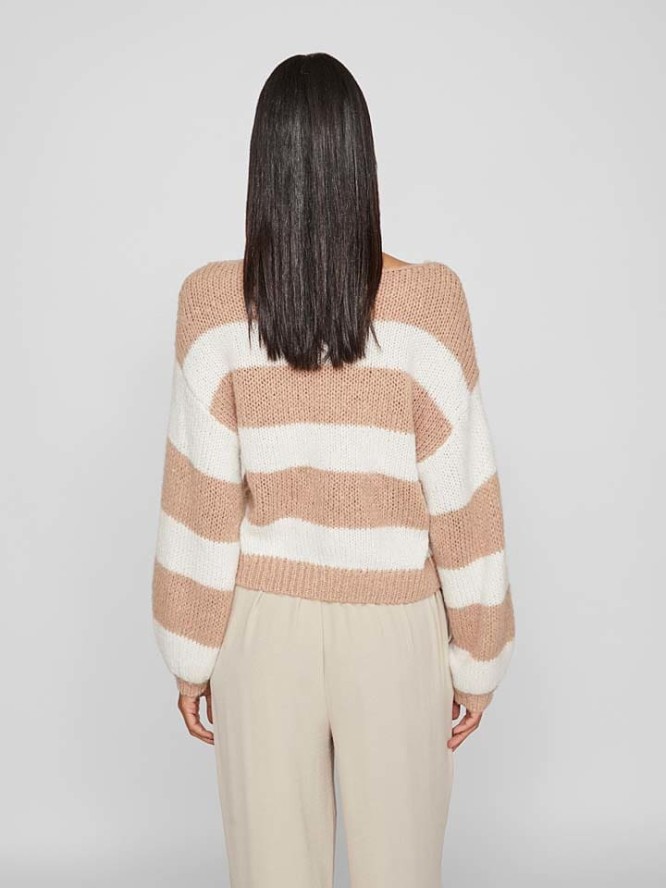 Vila Sweter w kolorze jasnobrązowo-białym rozmiar: M