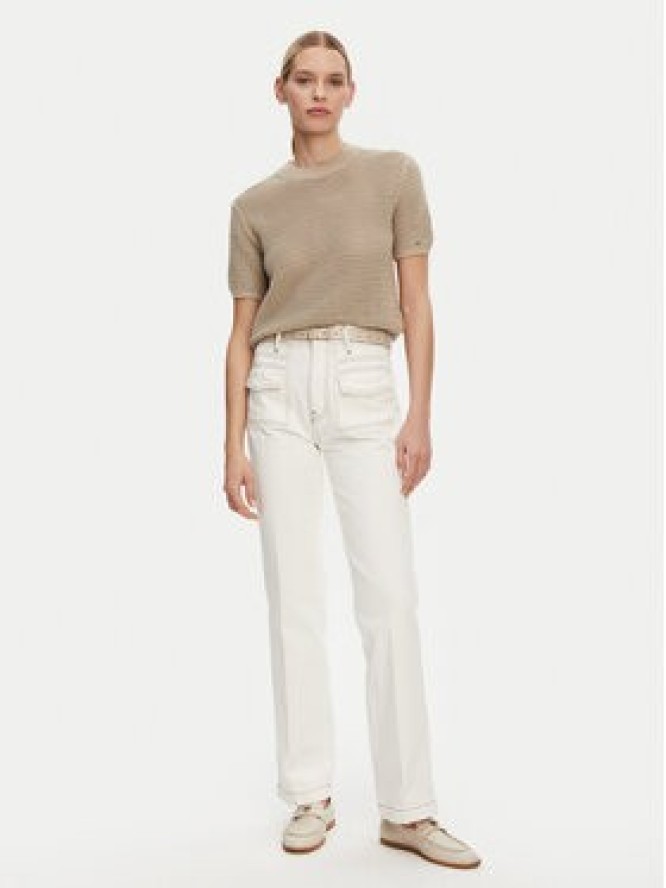 Tommy Hilfiger Sweter Pointelle WW0WW45950 Beżowy Regular Fit