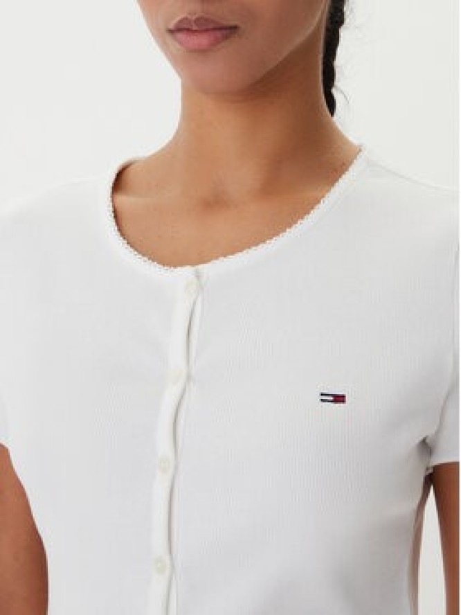 Tommy Jeans Bluzka DW0DW20377 Biały Slim Fit