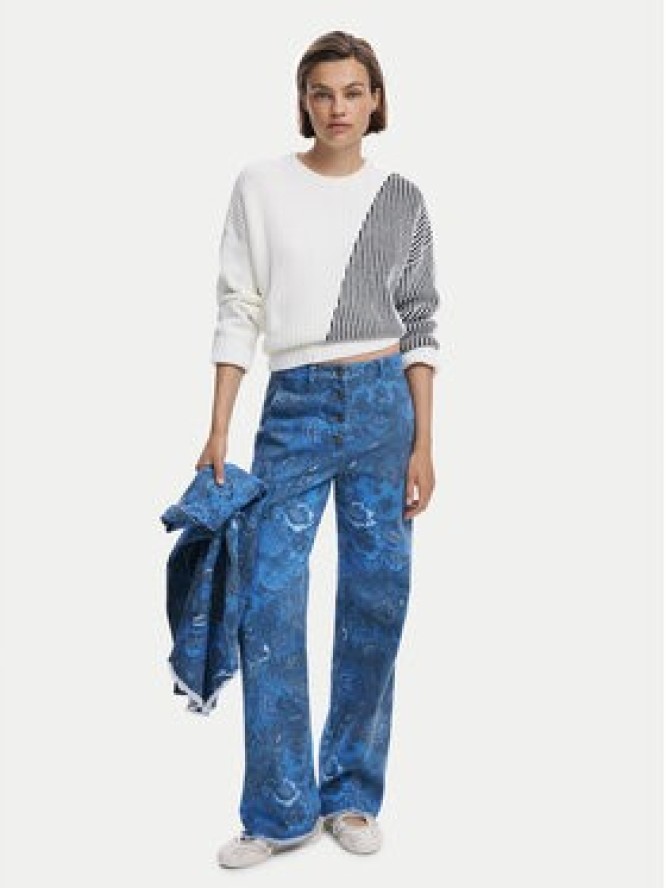 Desigual Sweter Nome 25WWJF26 Biały Regular Fit