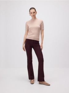 Spodnie flare z wiskozą - burgundowy