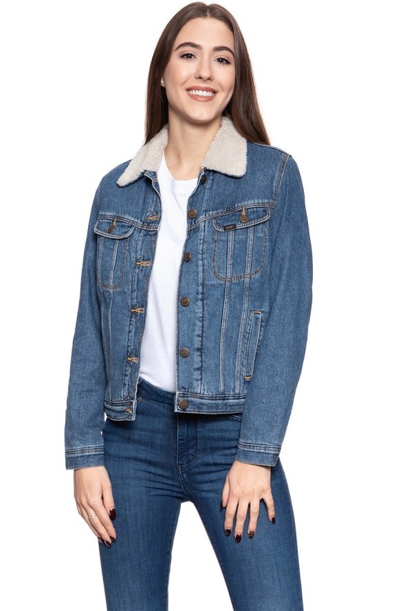 DAMSKA KURTKA ZIMOWA LEE SHERPA RIDER DARK STONEWASH L54VLJ46 112112980