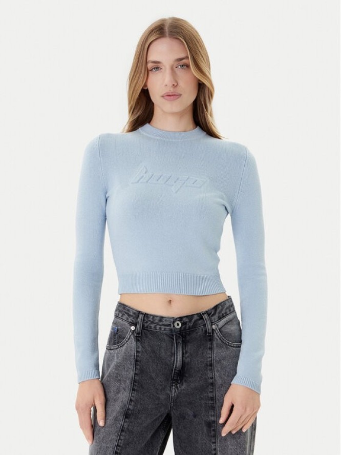 HUGO Sweter Sblog_B 50543054 Błękitny Slim Fit