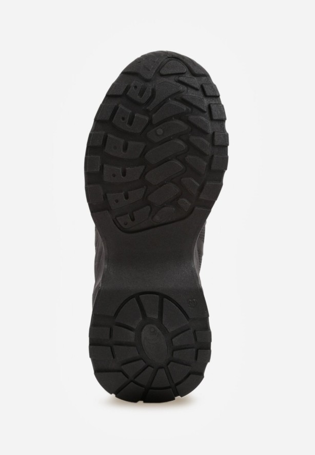 Czarne Sneakersy na Grubej Nieregularnej Podeszwie z Przeszyciami Hatila