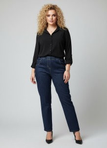 Eleganckie granatowe spodnie Jeangaliny02 o kroju regular PLUS SIZE XXL OVERSIZE JESIEŃ