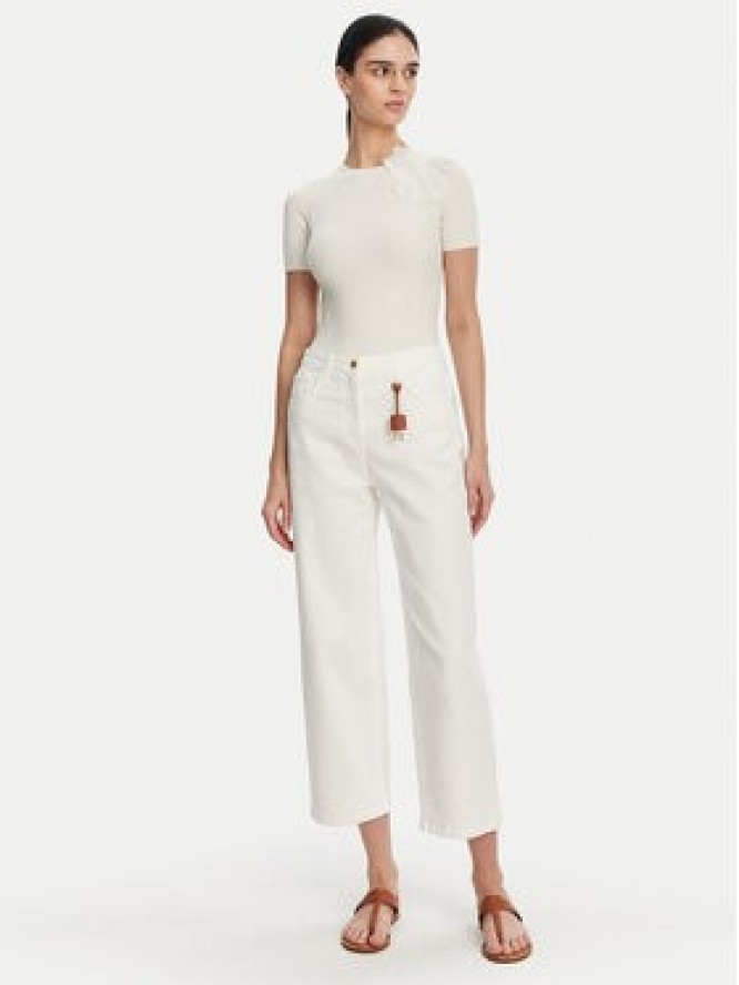 Elisabetta Franchi Sweter MK-55B-51E2 Biały Slim Fit