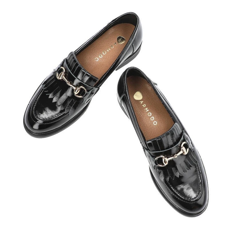 Czarne Mokasyny Armodo Eleganckie Obuwie Damskie