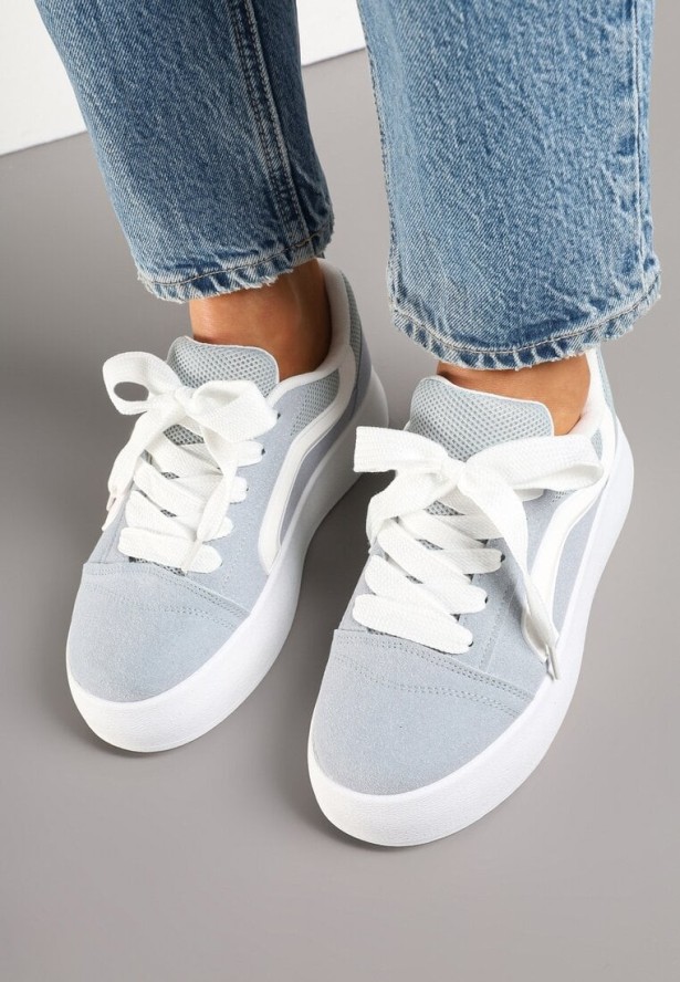 Jasnoniebieskie Sneakersy w Stylu Klasycznych Tenisówek na Platformie Nurimea