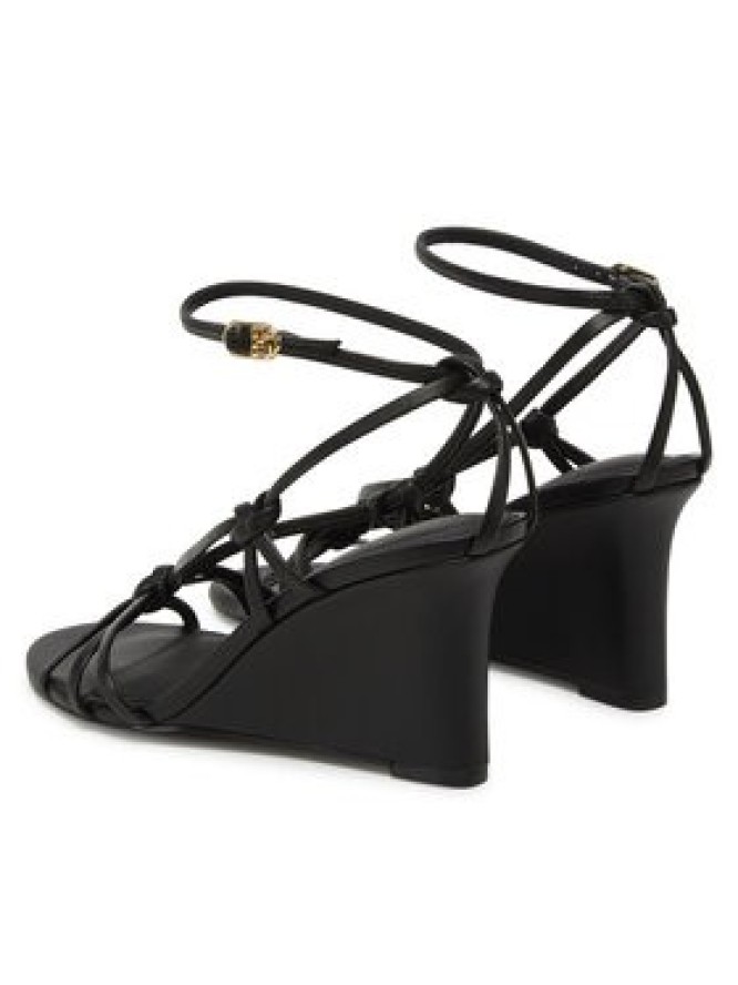 Tommy Hilfiger Sandały Leather Knots Wedge Sandal FW0FW08417 Czarny