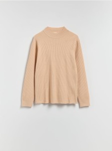 Prążkowany sweter - beżowy