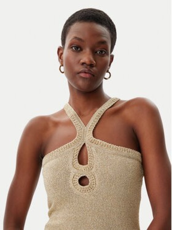 Simona Corsellini Sukienka dzianinowa P25CPABO0401 Beżowy Slim Fit