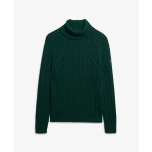 Sweter na plecionce z golfem damski Superdry