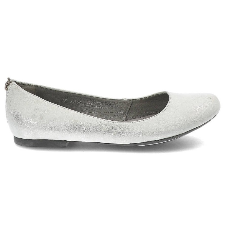 Baleriny damskie Maciejka, wsuwane na płaskiej podeszwie, srebrne, 01350-35-00-5