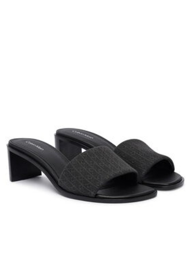 Calvin Klein Klapki Block Heel Sandal Aop HW0HW03016 Czarny