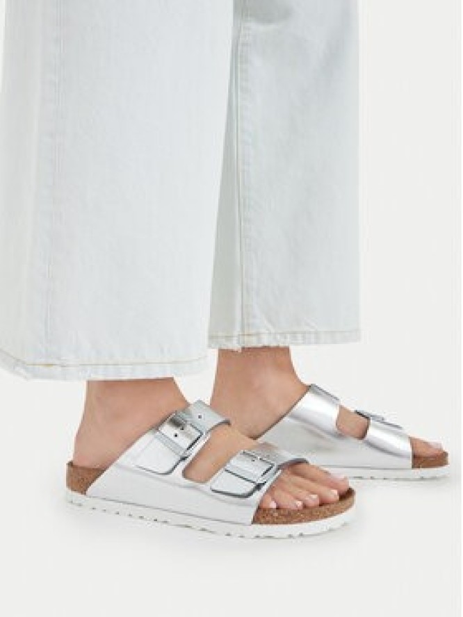 Birkenstock Klapki Arizona Metallic 1005961 Srebrny