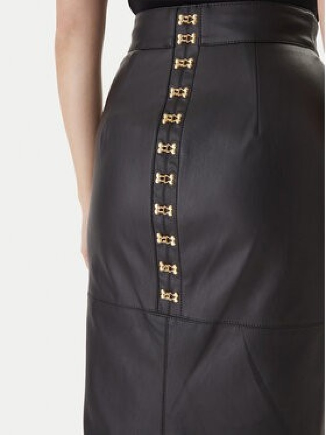 Elisabetta Franchi Spódnica z imitacji skóry GO-145-57E2 Czarny Regular Fit