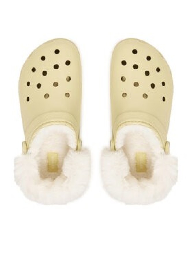 Crocs Klapki Classic Platform Fuzz Lined Clog 212854 Beżowy