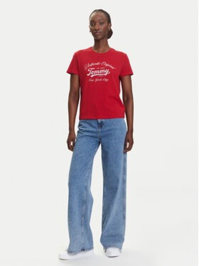 Tommy Jeans T-Shirt Essential DW0DW21404 Czerwony Regular Fit