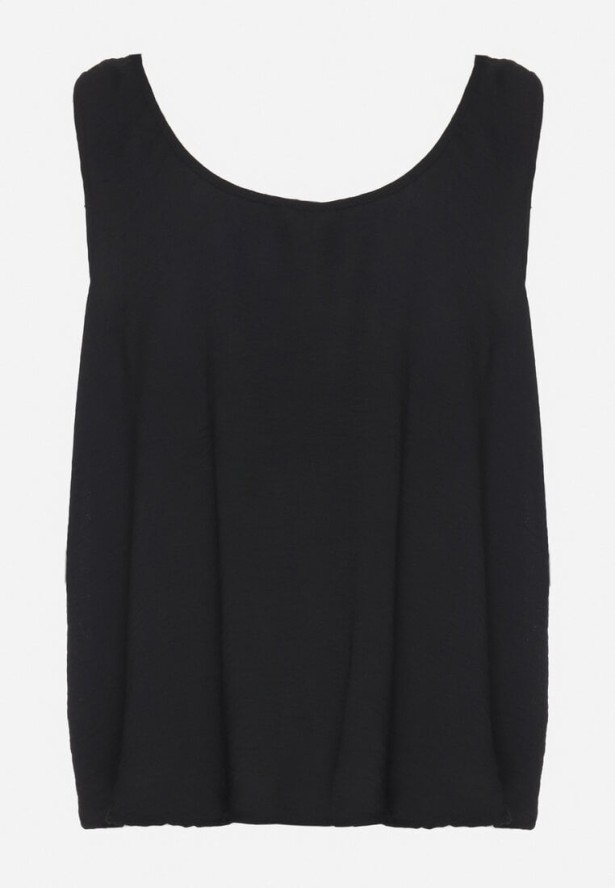 Czarny Top na Szerokich Ramiączkach Zdobiony Guzikami Jenadorea