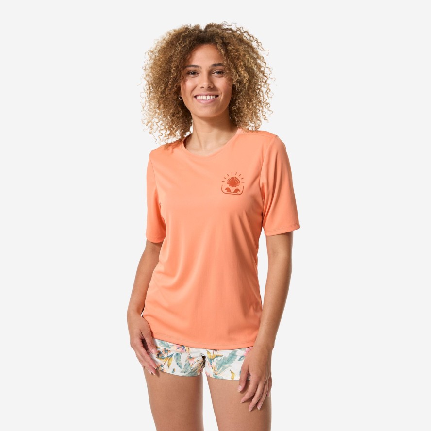Top UV surfingowy damski Decathlon Malou Shellrise krótki rękaw