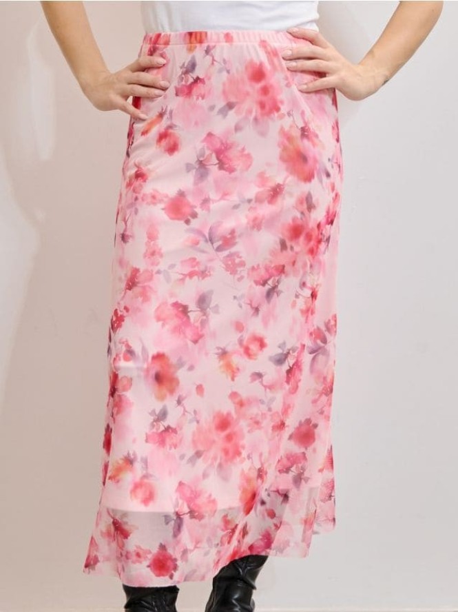 Spódnica midi w kwiaty - wielobarwny
