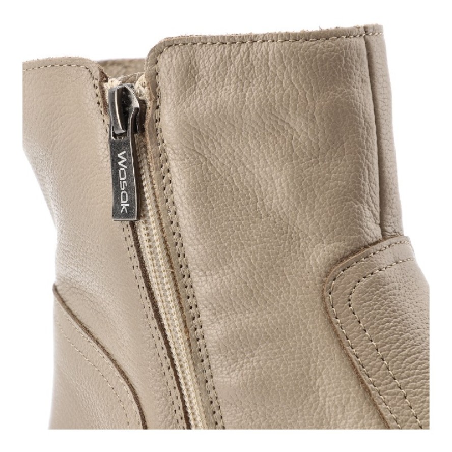 Beżowe Botki Wasak Ocieplane Buty Damskie