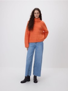 Jeansy wide leg z wysokim stanem - niebieski