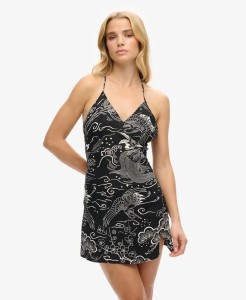 superdry Mini Sukienka Slip z Nadrukiem – Horaizu Black Print