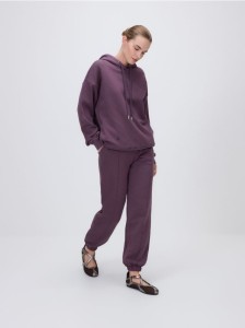 Spodnie dresowe z przeszyciami - ciemnofioletowy