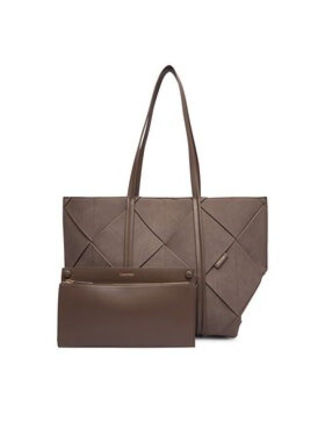 Calvin Klein Torebka Woven Sueded Carryall LV04F3695G Brązowy