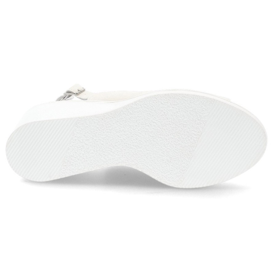 Białe Sandały S.Barski Eleganckie Obuwie Damskie Na Koturnie