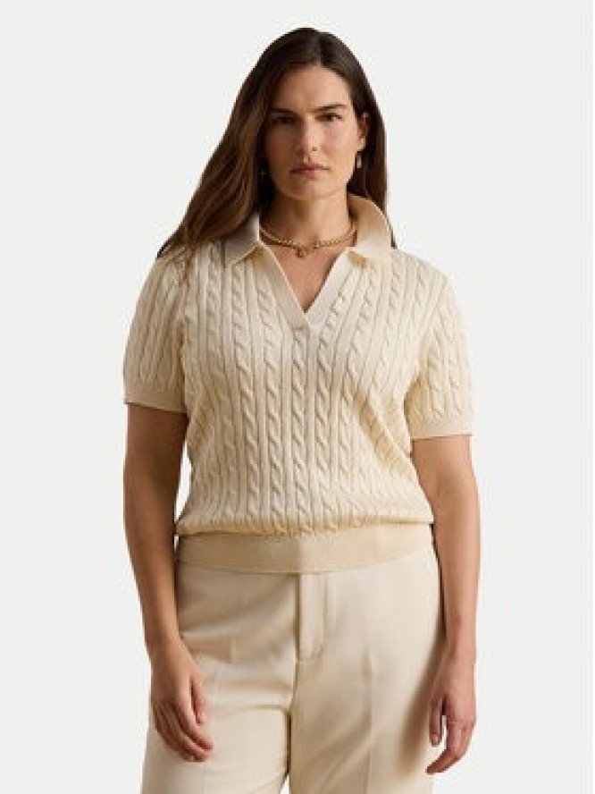LAUREN RALPH LAUREN Polo 200P14041001 Kremowy Regular Fit