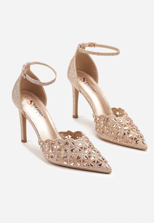 Szampańskie Ażurowe Szpilki z Cyrkoniami Nurissa