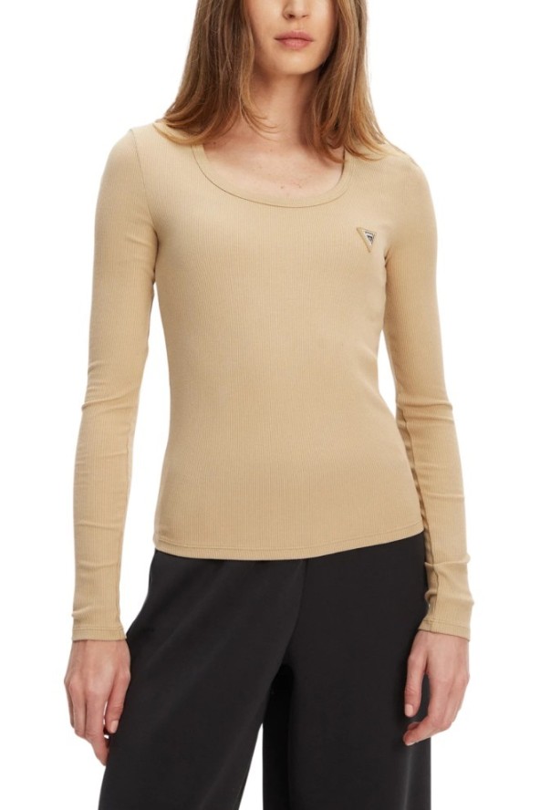 GUESS Beżowy damski longsleeve Colette, Rozmiar S