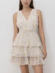 Sukienka mini w kwiaty - wielobarwny