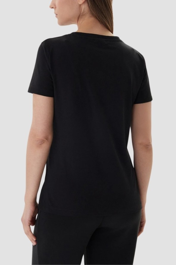 GUESS Czarny damski t-shirt na krótki rękaw z cyrkoniami Briana, Rozmiar L