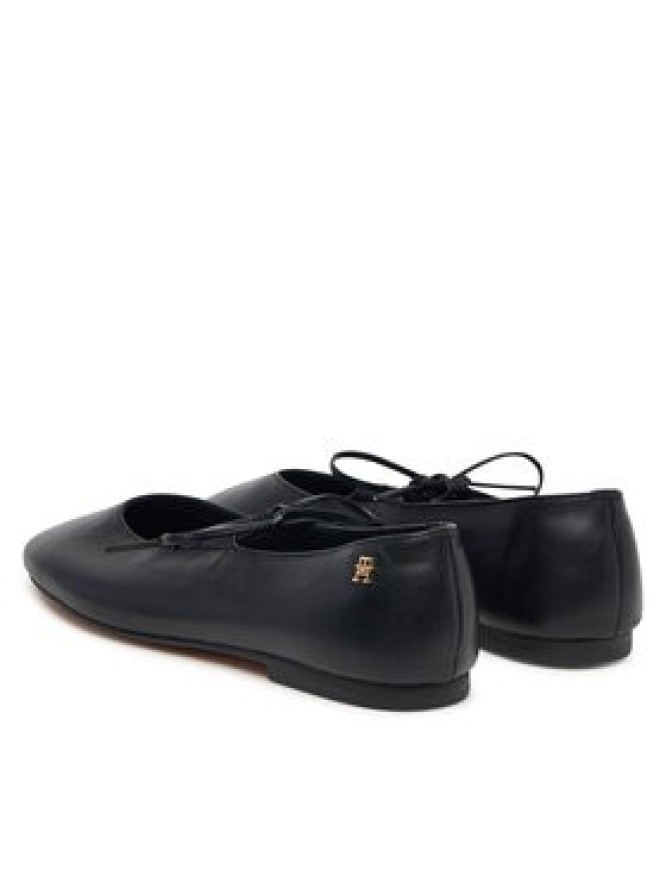 Tommy Hilfiger Baleriny Lace-Up Leather Ballerina FW0FW09542 Czarny