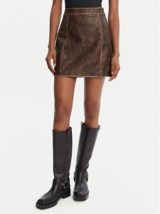 Guess Spódnica z imitacji skóry W5YD46 WHDI0 Brązowy Regular Fit