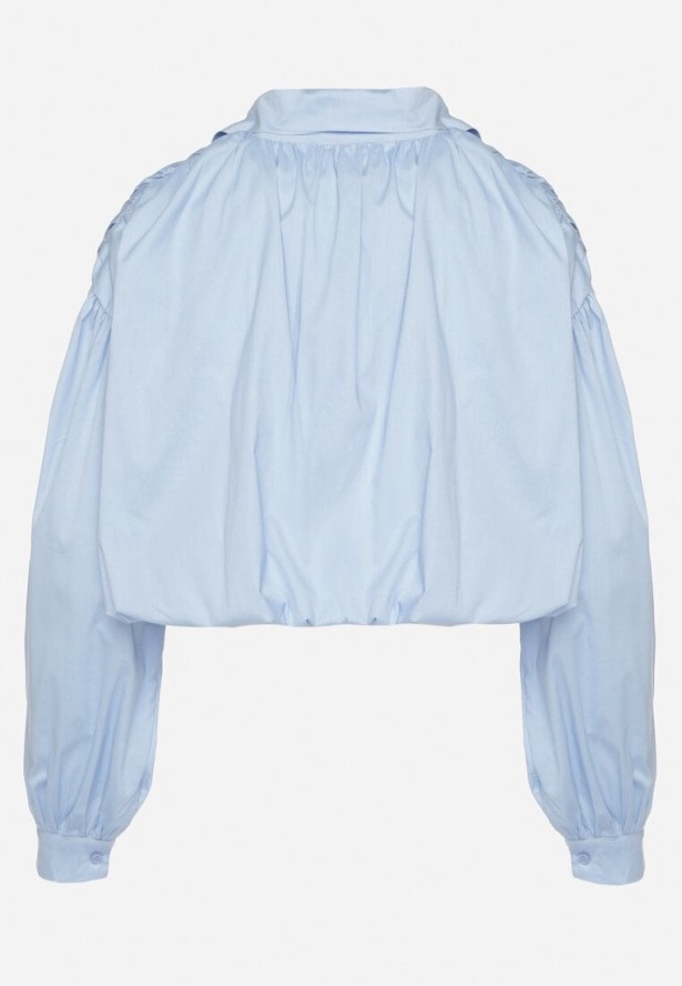 Jasnoniebieska Bawełniana Koszula o Krótkim Kroju Nuriella