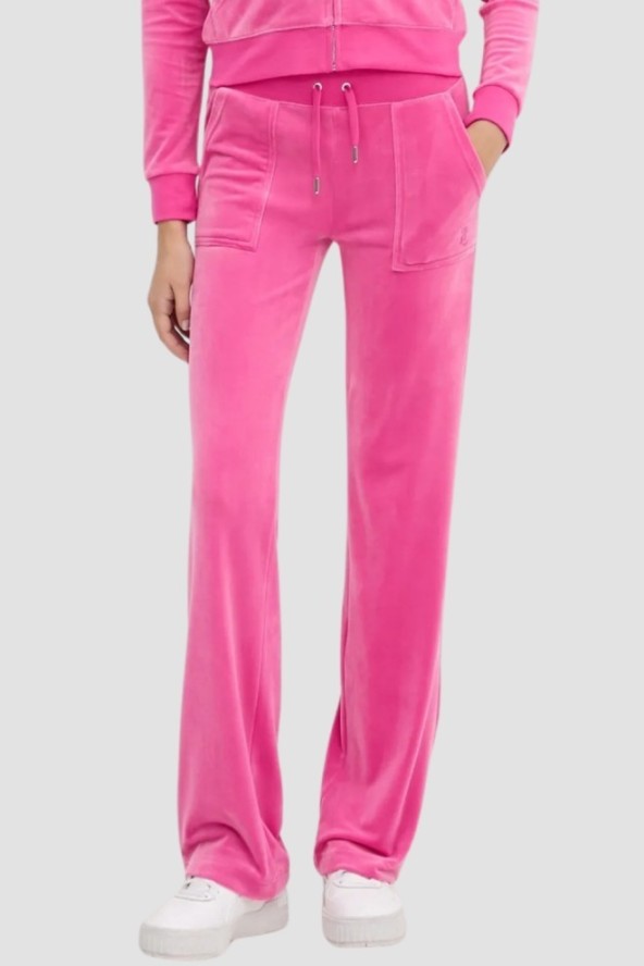 JUICY COUTURE Różowe damskie spodnie welurowe Del Ray Pocket Pant, Rozmiar XS