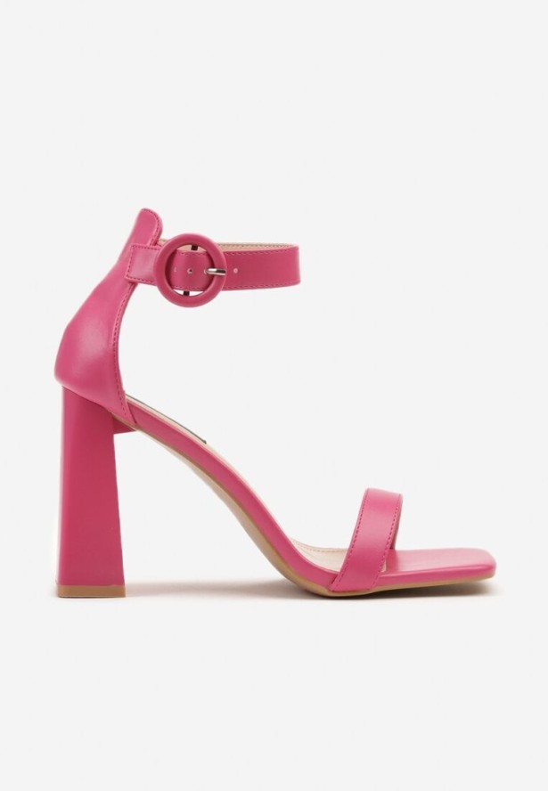 Fuksjowe Sandały na Słupku z Okrągłą Sprzączką przy Kostce Sornelle