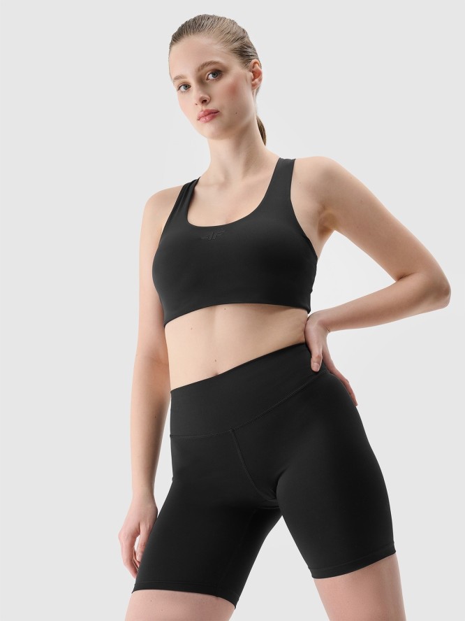 4F Legginsy kolarki treningowe z materiału z recyklingu damskie - czarne XS