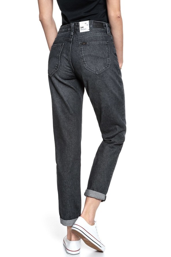 SPODNIE DAMSKIE LEE MOM STRAIGHT BLACK LAMONT L32IFFJZ 112107548