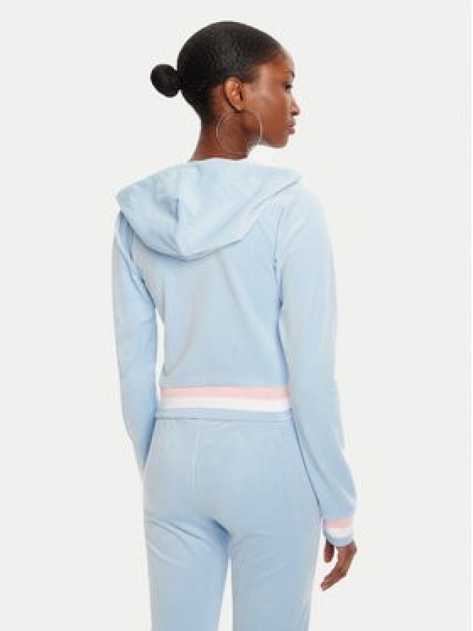 Juicy Couture Bluza Velour Crop JCWAS225351 Błękitny Regular Fit