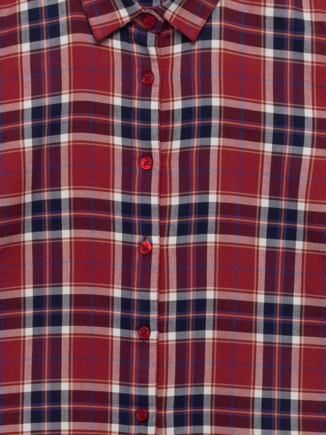 Koszula damska w kratę z wiskozy czerwona Petrini 604