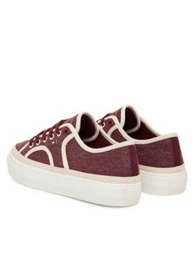 Tommy Hilfiger Tenisówki Platform Vulc Sneaker Piping FW0FW09394 Bordowy