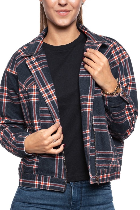 DAMSKA KURTKA JEANSOWA WRANGLER 80´S JACKET INDIGO CHECK W404WZ89M 112128697