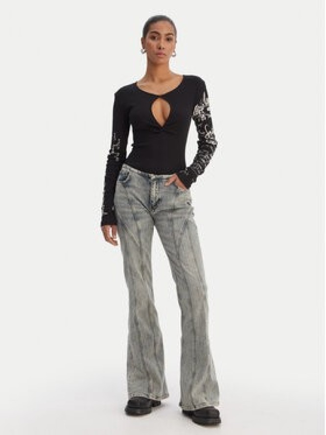 Desigual Bluzka 26SWTK18 Czarny Slim Fit