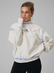 4F Bluza dresowa regular bez kaptura damska - biała M